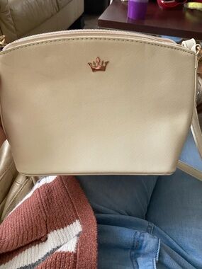 Crown Accent Cream Crossbody Bag - Women